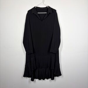 Ruti Black Pleated Hem Dress Size 3 or US Large
